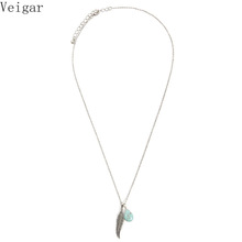Женское винтажное ожерелье с подвеской в виде перьев, вечерние ожерелья на цепочке до ключицы, 2018 2024 - купить недорого