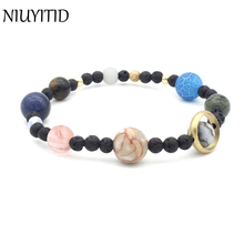 Pulsera NIUYITID con sistema Solar, pulsera de 9 planetas, universo, estrellas, mujeres, hombres, piedras naturales hechas a mano, pulseras elásticas con cuentas, joyería 2024 - compra barato