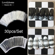 30pcs/Set 3D Mixed Lace Pattern Stickers Lace Design Black White Nail Art Decals Manicure Decoration Nails Tool 2024 - buy cheap