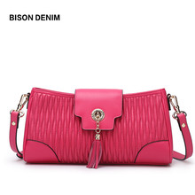 BISON DENIM Fashion Leather Women Bags High Quality Lock Tassel Crossbody Bag Female Shoulder Bag Messenger Bag For Women N1189 2024 - buy cheap
