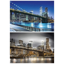 Quadrado completo/broca redonda 5d diy pintura diamante "brooklyn & manhattan ponte cidade noite" bordado ponto cruz 5d decoração de casa 2024 - compre barato