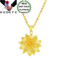 OMHXFC Wholesale European Fashion Woman Party Birthday Wedding Gift Hollow Flower Bauhinia 24KT Real Gold Charm Pendant PN138 2024 - buy cheap