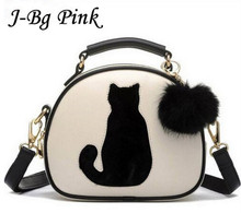Vogue star 2020 cat print ladies crossbody bag circle women leather handbags with fur cuffs women shoulder bag 2024 - buy cheap