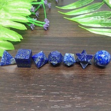 Сделай Сам 7 шт Lapis Lazuli Platonic Твердые геометрические наборы для Рэйки, лечение чакры кристалл 2024 - купить недорого