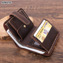 2022 Genuine Leather Wallet For Men Male Vintage Handmade Crazy Horse Real Cowhide Short Mens Purse Card Holder With Coin Pocket 2024 - buy cheap