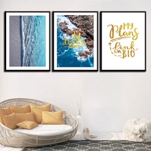 Coastal Surf Beach Letter Modern Art No Framed Wall Picture  Watercolor Canvas Prints Poster Home Decor Painting For Living Room 2024 - buy cheap