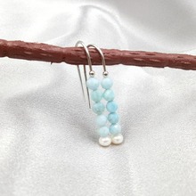 Lii Ji Natural Blue Larimar Freshwater Pearl 925 Sterling Silver 18K Gold Color Earrings Women Fashion Daily Jewelry 2024 - buy cheap