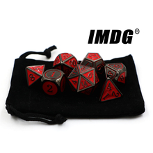 IMDG-Juego de dados de Metal DND, set creativo de 7 unidades, juego de dados, poliedro RPG, esmalte de dos tonos, Negro, Rojo, Digital 2024 - compra barato