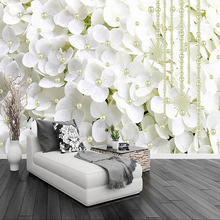 Papel de parede com flores 3d, fundo de parede sala de estar, sala de tv, sofá, pintura de fundo, moderno papel de parede 3 d 2024 - compre barato