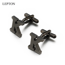 Lepton Stainless steel Letters K Cufflinks for Mens Black & Silver  color Letter K of alphabet Cuff links Men Shirt CuffCufflink 2024 - buy cheap