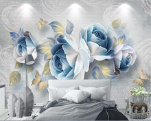 Beibehang papel de parede para paredes 3 d, papel de parede para quarto de crianças personalizado com rosas em relevo europeu, papel de parede floral 2024 - compre barato