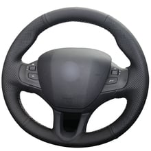 Black Natural Leather Car Steering Wheel Cover for Peugeot 208 Peugeot 2008 2024 - buy cheap