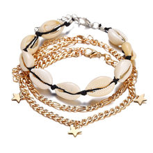 Tobillera con estrellas para mujer, pulsera de cadena con conchas, brazalete para pierna y pie, joyería de verano 2024 - compra barato