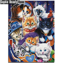 Full Square/Round Drill 5D DIY Diamond Painting Animal Cats Family Diamond Embroidery Cross Stitch Mosaic Wall Decor Gift 188019 2024 - buy cheap