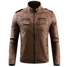 PU Leather Jacket men leather Standing Collar Jackets Coat parka mens leather jackets and coats jaqueta de couro Wholesale 2024 - buy cheap