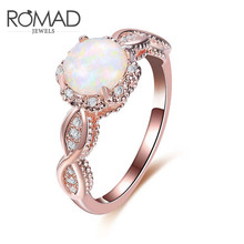 ROMAD Fire Opal Rings CZ AAA Cubic zirconia twist Rose Gold Finger Ring for Women Wedding Bridal Jewelry Wholesale Ring R4 2024 - buy cheap