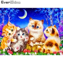 Evershine-pintura con diamantes en 5D, decoración para el hogar con diseño de gato y animales, bordado con diamantes de imitación cuadrados 2024 - compra barato