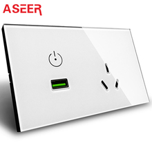 ASEER GMA Approved USB Wall Power Socket AU NO WIFI,Crystal Glass Panel Touch Switch Socket with USB Port Wall Outlet,AC110-240V 2024 - buy cheap