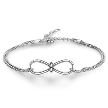 KOFSAC New Charm Sterling Silver 925 Bracelets For Women Girl Simple Personality Double Chain Bowknot Bangles Fine Jewelry Gifts 2024 - buy cheap