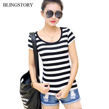 Blingstory Basic Cotton Tops women plus size stripe t-shirt S-6XL Drop-ship 2024 - buy cheap