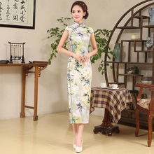 Шелковое женское пикантное вечернее платье, женское китайское длинное традиционное платье Ципао без рукавов, женское платье 6 2024 - купить недорого