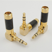 24K Gold Plated audio 3.5mm 3 pole Mini jack Stereo Male plug Carbon Fiber 90 Degree angle Adapter Solder Connector 2024 - buy cheap