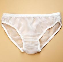 1PC 100% Pure Silk Men's Sexy Transparent Underwear Briefs L XL 2XL MS103 2024 - buy cheap