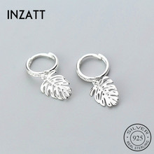 INZATT New Arrival Monstera Leaf Tropical Plant Zircon Hoop Earrings Charm 925 Sterling Silver Rose Gold Color FINE  Jewelry 2024 - buy cheap