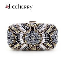 Luxury Designer Manual Diamond Crystal Clutch Evening Bags Vintage Day Clutches Women Wedding Purse Bags Ladies Gift 2024 - buy cheap