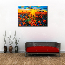 Poppy Flowers Sea Posters and Prints Abstract Watercolor Sunrise Landscape Canvas Oil Painting Wall Art Pictures for Living Room 2024 - buy cheap