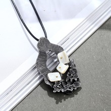 Vintage Long Necklace with Flower Pendants White Stones Goth necklaces & pendants Wholesale Jewelry collares mujer colar choker 2024 - buy cheap