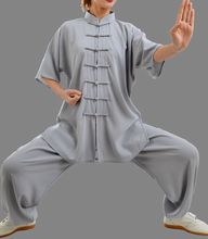 8colors tai chi suit short sleeve summer unisex taiji kung fu uniforms martial arts exercise clothes clothing white/black/gray 2024 - buy cheap