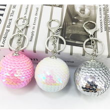 Fancy&Fantasy New Round Ball Sequin Handmade Keychain Women Valentine's Day Gift Bag Key Chain Accessories Llaveros para mujer 2024 - buy cheap