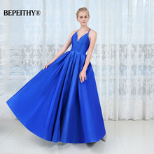 Sexy New Arrival Blue Long Prom Dresses Vestido De Festa A-line Backlesses V-neck Party Gowns 2021 Robe De Soiree 2024 - buy cheap
