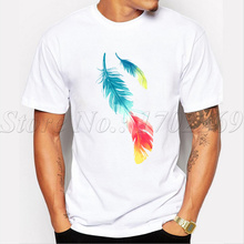 Camiseta de pluma dibujada para hombre, Tops geniales, camisetas coloridas a la moda, novedad de 2019 2024 - compra barato