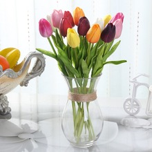 Boa Qualidade Tocou 13.7 ''PU Mini Tulipa Decoração de Casamento Flor Artificial 24 Pcs Decorativos Para Casa Flores Artificiais de Látex 2024 - compre barato