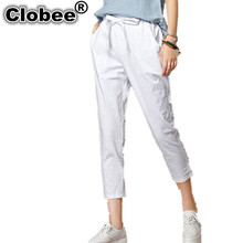 Capri pantalon femme ete 2019 summer women's pants capris cotton Linen crops pants elastic waist harem pants trousers size 4XL 2024 - buy cheap