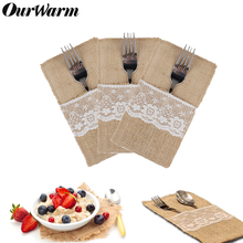 OurWarm-tenedor de arpillera de encaje para Decoración de mesa, cuchillo, bolsillo, vajilla Bohemia rústica para exteriores, boda, fiesta de cumpleaños, 50 Uds. 2024 - compra barato