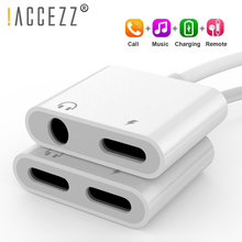 ! Аудиоадаптер ACCEZZ 2 в 1 для iPhone XS MAX, XR, X, 7, 8 Plus, IOS, 12, 3,5 мм Jack, адаптер для наушников с двойным освещением, Aux-кабель, сплиттер 2024 - купить недорого