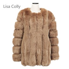 Lisa colly casaco de inverno feminino, casaco longo de pele de raposa, quente e grosso, sobretudo para mulheres, casaco de pele falsa 2024 - compre barato
