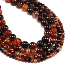 4 6 8 10 12 mm Red Natural Stone Stripe Agates Onyx Round Loose Beads For Bracelet Necklace Jewelry Making DIY Bulk Wholesale 2024 - buy cheap