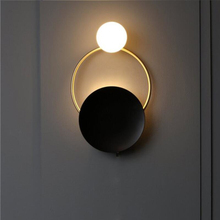 Luminária de parede moderna com bola de vidro, fundo criativo, luminária de parede em metal preto, led para sala de estar, quarto, modelo de cabeceira, corredor 2024 - compre barato