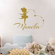 Pegatina de pared con diseño de corazón para niña, calcomanía de bailarina con nombre personalizado, decoración de habitación, vinilo artístico extraíble, póster Mural W280 2024 - compra barato