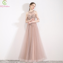 SSYFashion New High-end Evening Dress Halter Sequins Beading Floor-length Backless Prom Formal Gowns Custom Robe De Soiree 2024 - buy cheap