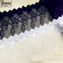 Yackalasi 100% lote de 14 yds/lote rendas ilhó bordado apliques flores bordados vestuário costura renda 10cm 2024 - compre barato