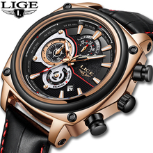 LIGE Men Watches Top Brand Luxury Gift square Dial Leather Quartz Watch Men Military Waterproof Sport Watch Relogio Masculino 2024 - buy cheap