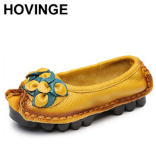 HOVINGE Hot Sell Designer Handmade Women Genuine Leather Shoes Women Flats Shoes 5 Colors Vintage Ballet Flats Shoes Woman Zapat 2024 - buy cheap