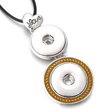 Novo coração de ouro amor snaps colar & pingentes para mulher ajuste diy 18mm snap botões jóias com corrente 2024 - compre barato