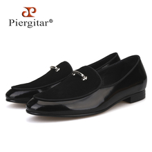 Piergitar brand 2019 Handmade genuine leather men loafers Fashion party and wedding Men dress shoes smoking slippers plus size 2024 - buy cheap