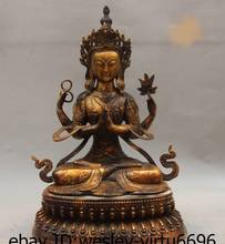 17 Tibet Buddhism Bronze Copper Kwan-yin Four arm Guanyin Bodhisattva Statue 2024 - buy cheap